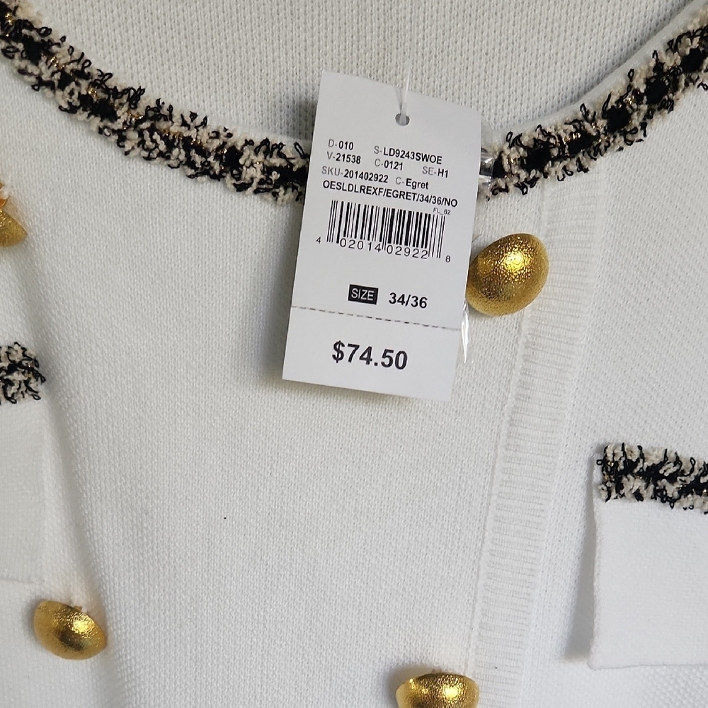 Ashley Stewart Elegant White Dress with Gold Buttons - Picture 4 of 8